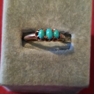 Antique Victorian 10k Rose Gold Persian Turquoise Ring 6.5